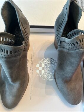Vince Camuto Gray Suede Cutout Ankle Booties
